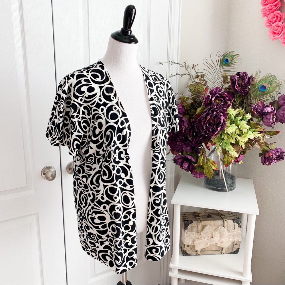 Hampshire Studio Black & White Cardigan Sweater